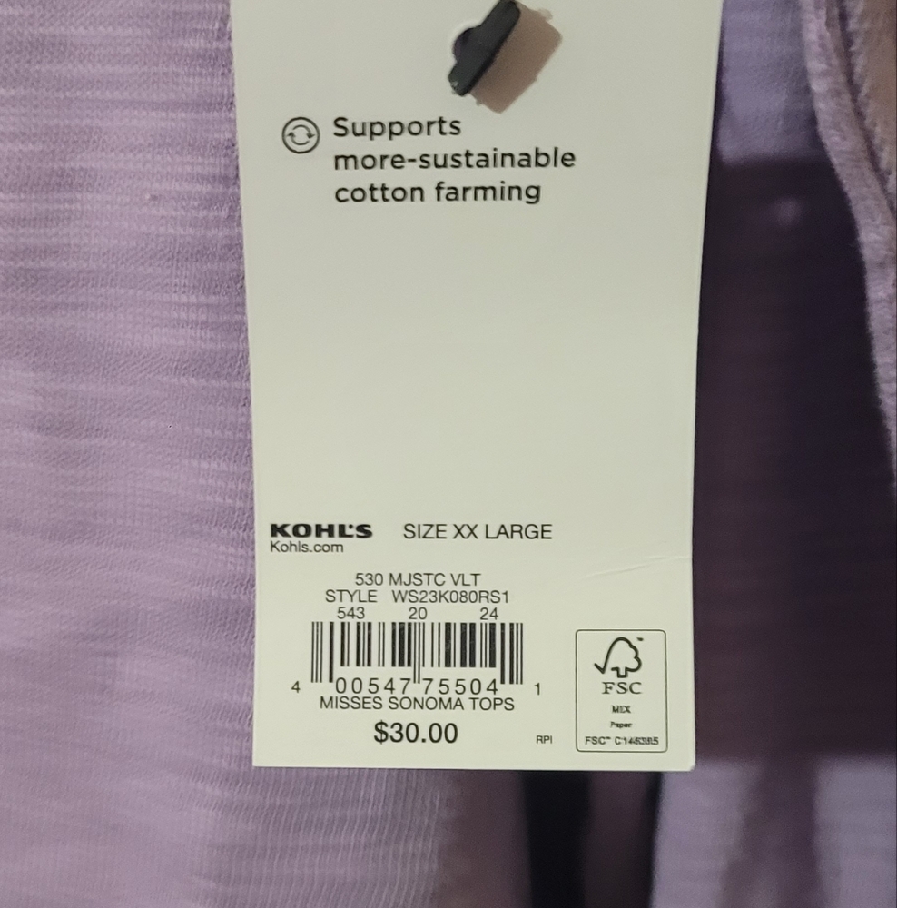 Kohl's Lavender Top